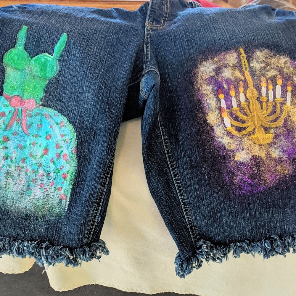 Hand Painted Cinderella Jean Shorts